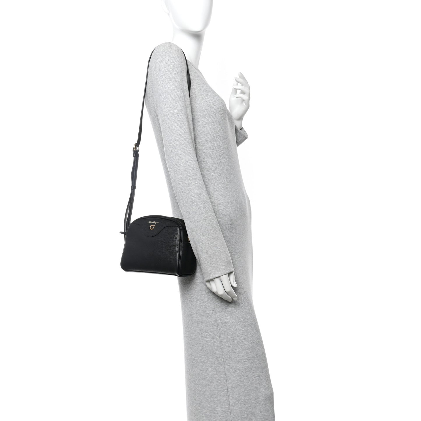 Calfskin Travel Camera Crossbody Bag Black