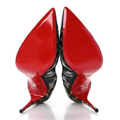 Christian Louboutin Patent Calfskin Mesh Bandy 100 Pumps 36 Leopard 5 of 8
