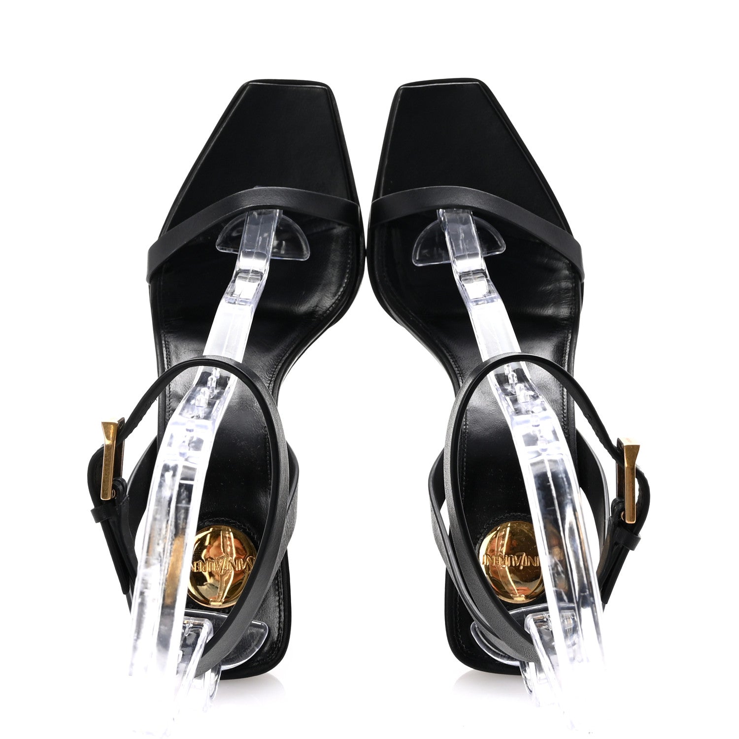 Saint Laurent Calfskin Maine Liscio May 90 Wedge Sandals 38 Black 2 of 9