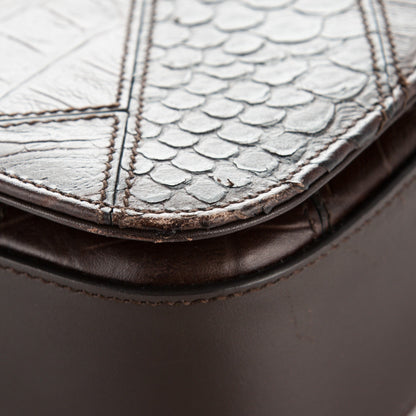 Saint Laurent Reptile Calfskin Embossed Patchwork Small Classic Monogram Universite Bag Brown 8 of 18