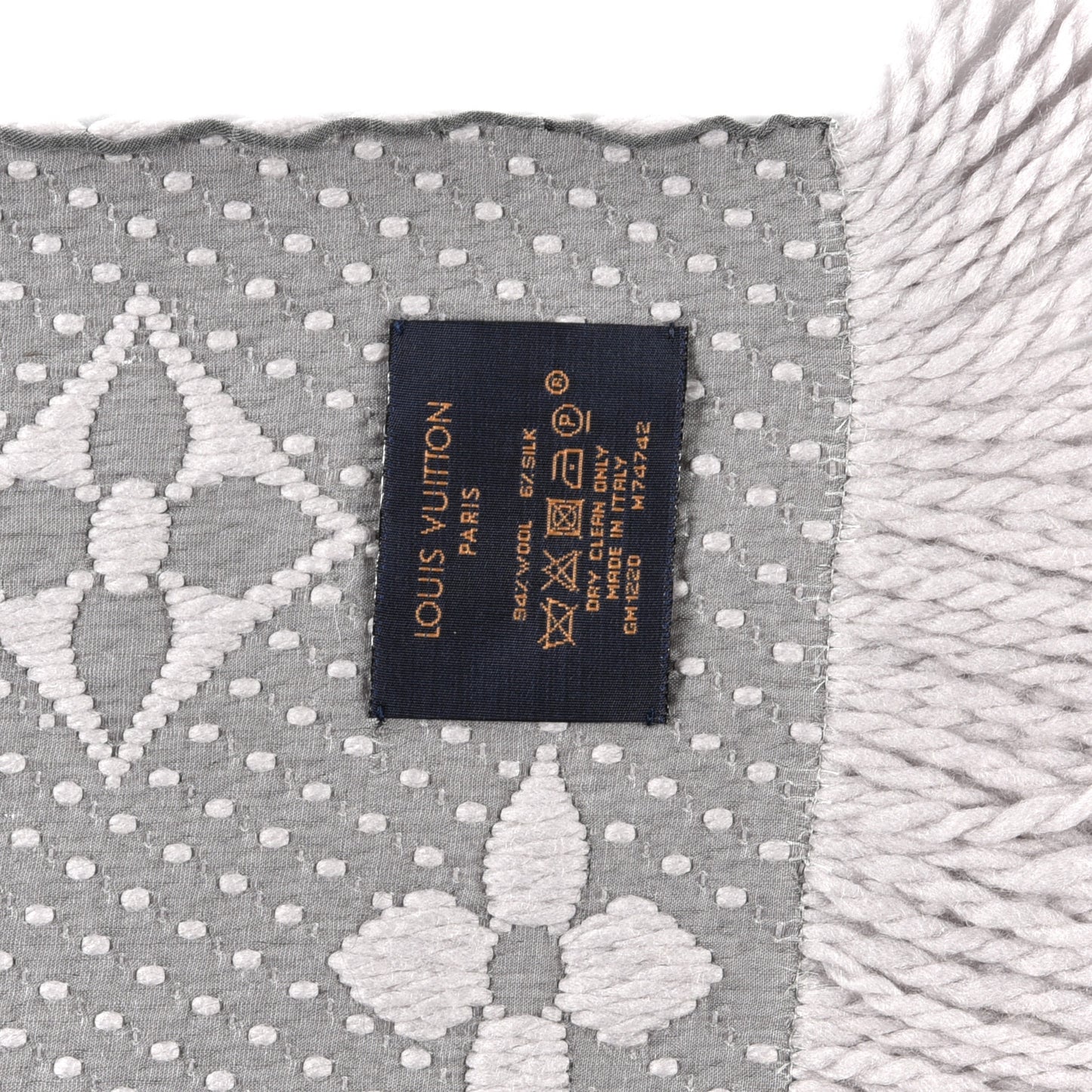 Wool Silk Logomania Scarf Pearl Grey