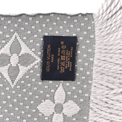 Louis Vuitton Wool Silk Logomania Scarf Pearl Grey 4 of 4