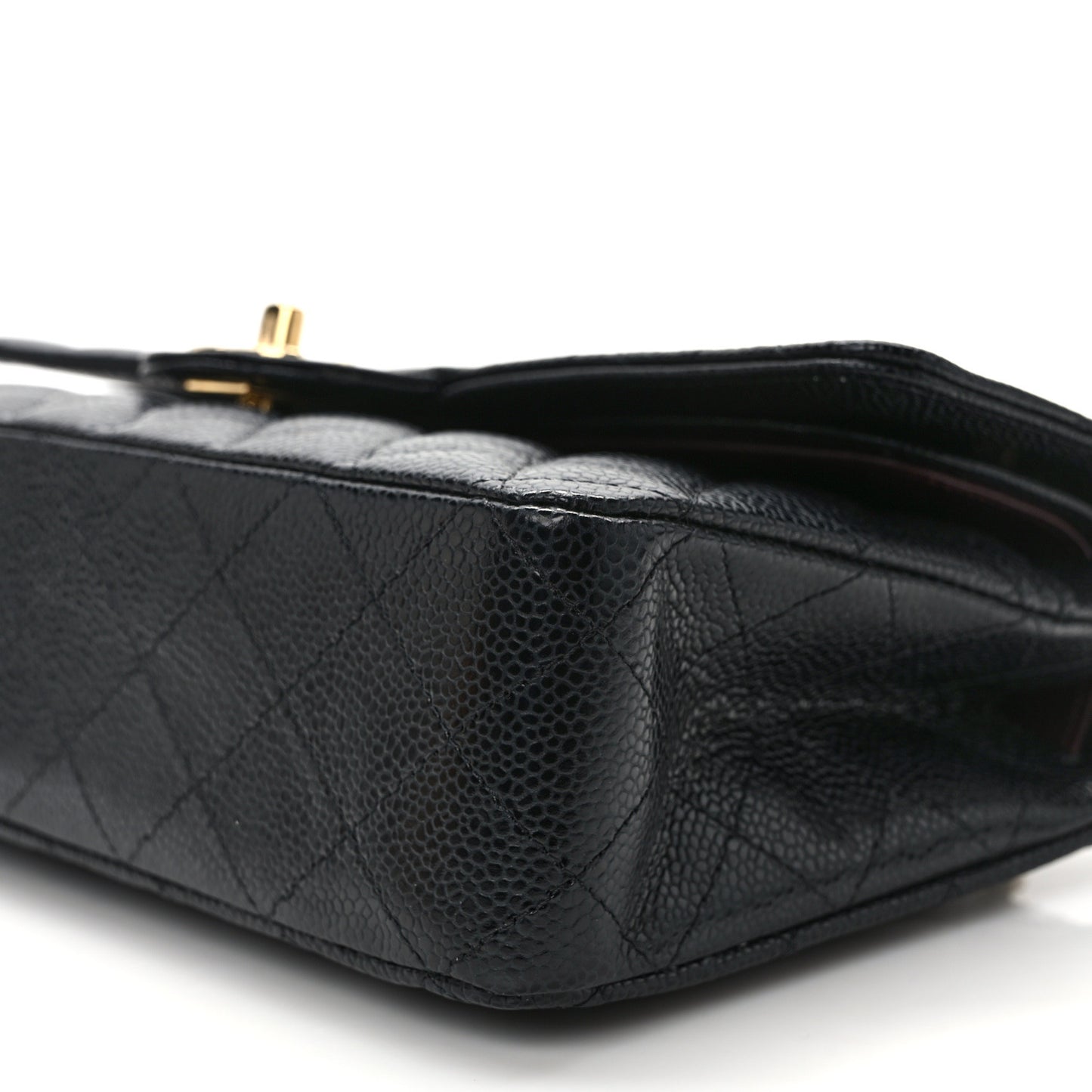 Caviar Quilted Medium Double Flap Black