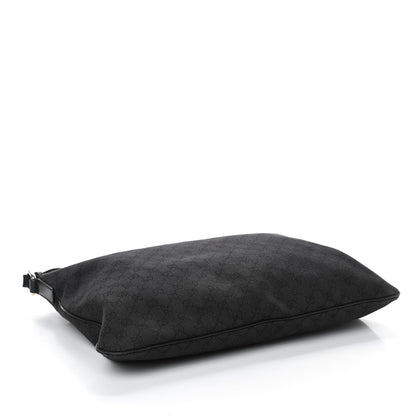 Gucci Denim Monogram Flat Messenger Bag Black 4 of 11