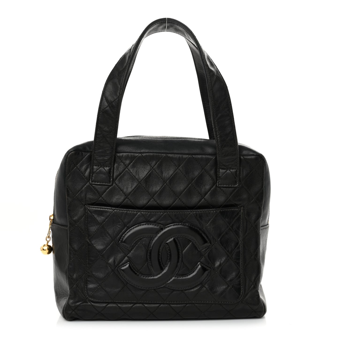 Lambskin Quilted CC Pocket Tote Black