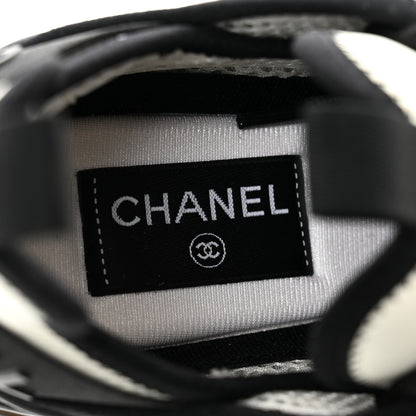 Chanel Suede Calfskin Mixed Fibers CC Sneakers 38 White Black 7 of 9
