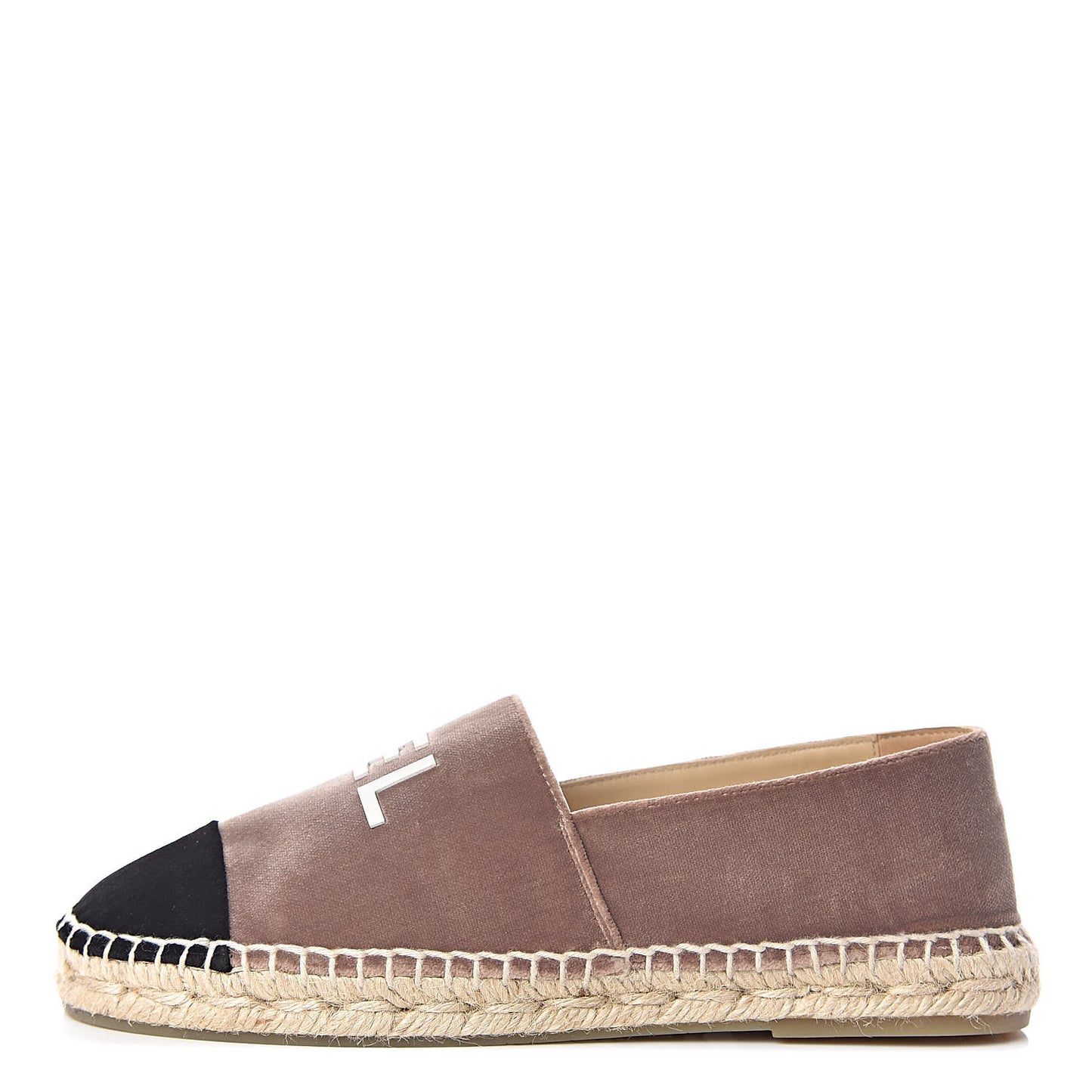 Velvet Logo Espadrilles 36 Beige Black