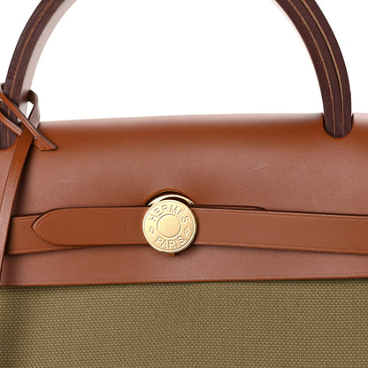 Hermes Military Toile Vache Hunter Herbag Zip Retourne 31 PM Poussiere Fauve 17 of 21
