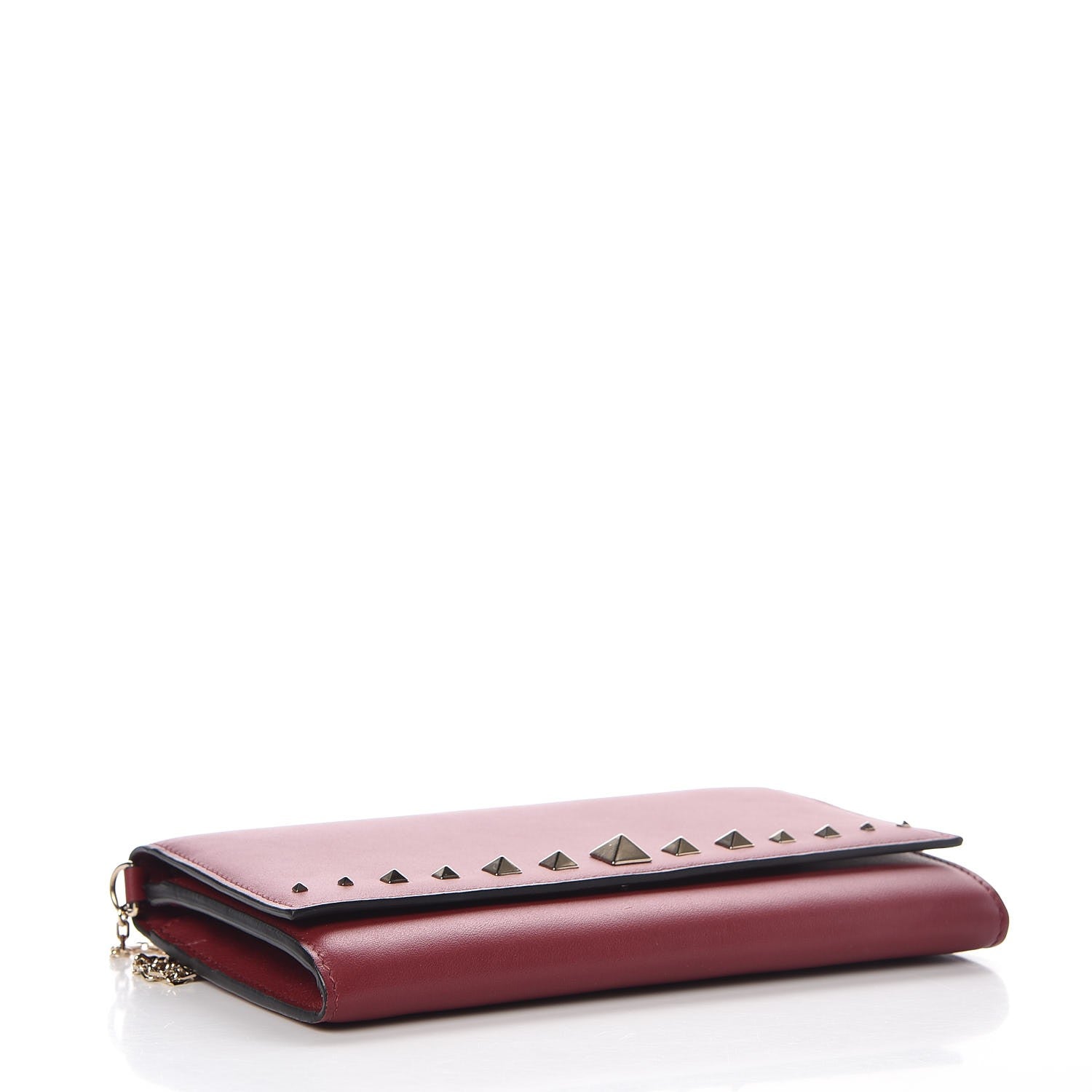 Valentino Garavani Vitello Rockstud Crossbody Wallet On Chain Rubino 4 of 8