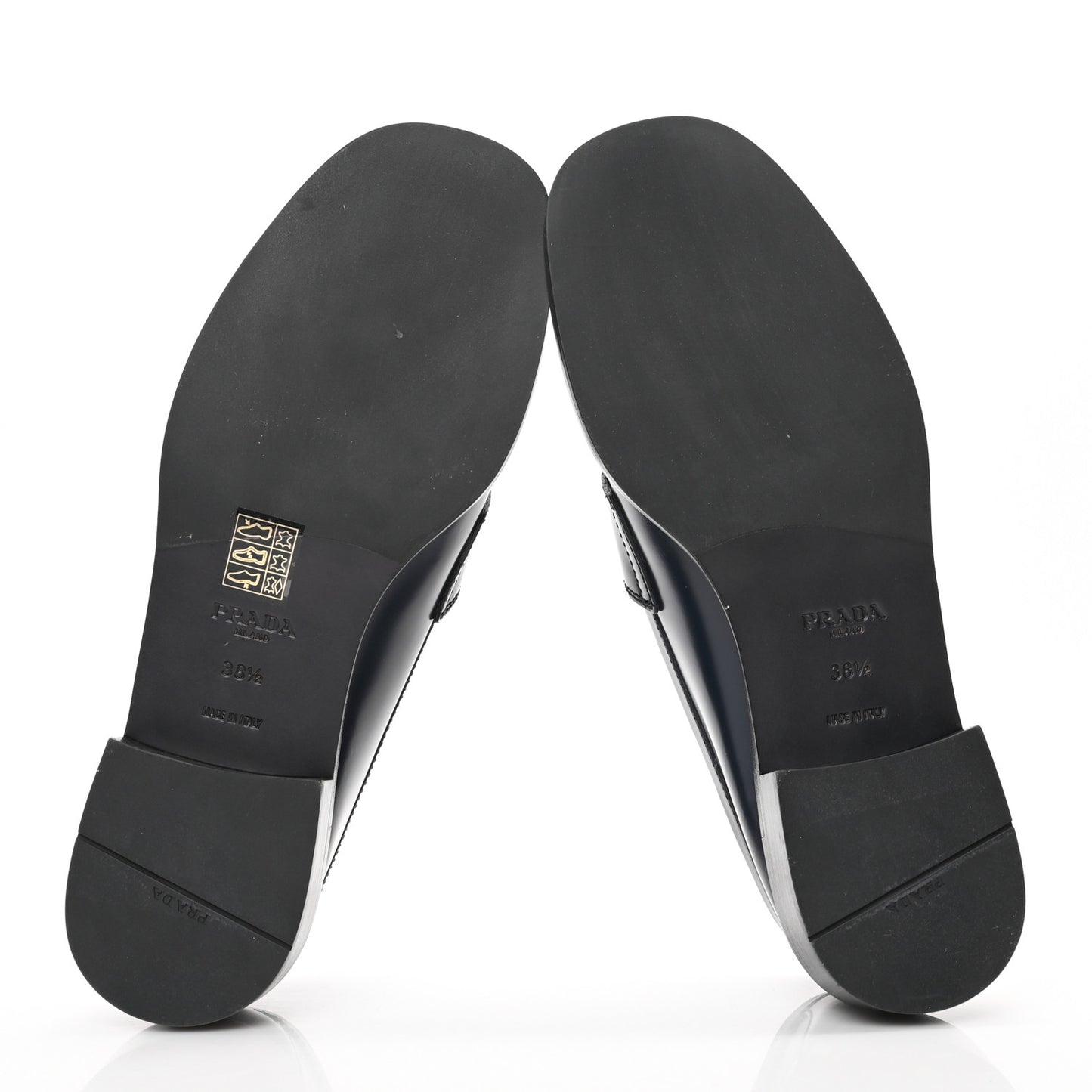 Brushed Calfskin Metal Triangle Logo 20mm Loafers 38.5 Blue