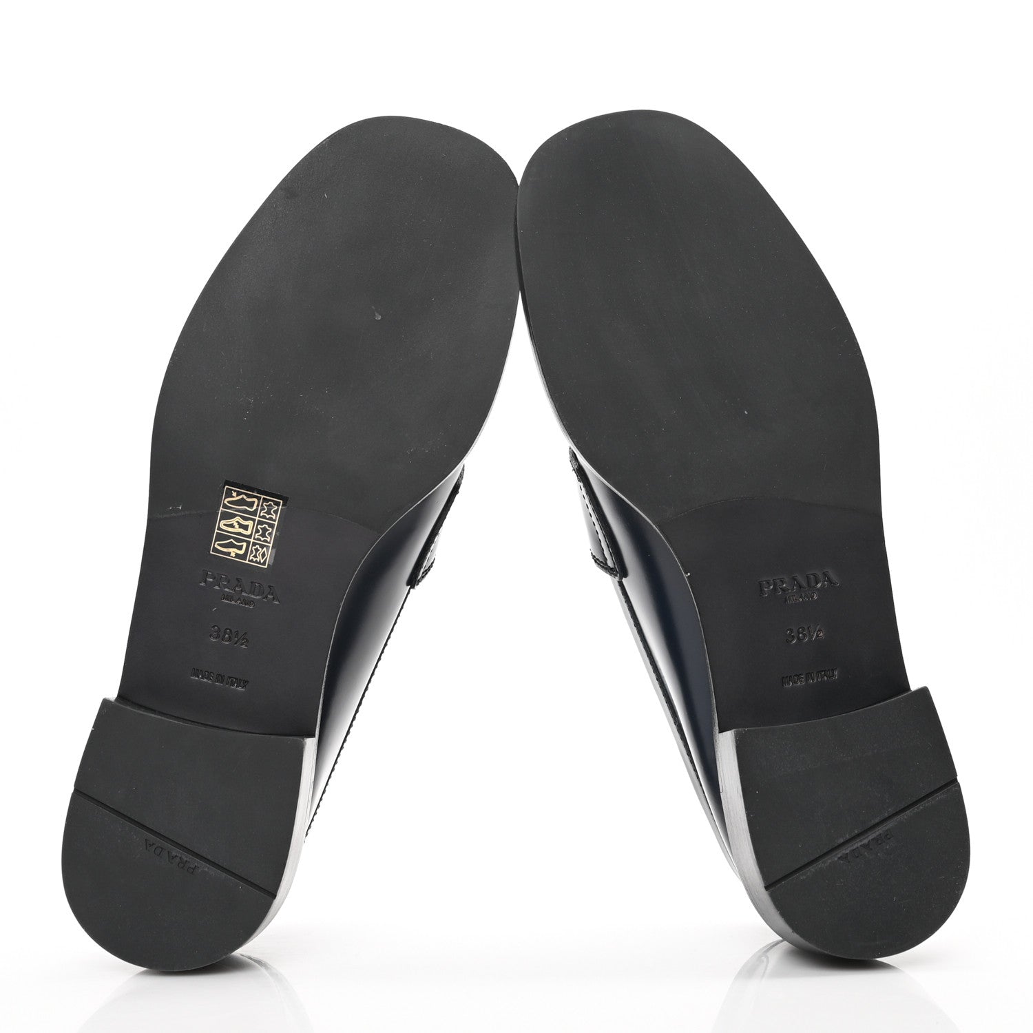 Prada Brushed Calfskin Metal Triangle Logo 20mm Loafers 38.5 Blue 5 of 8