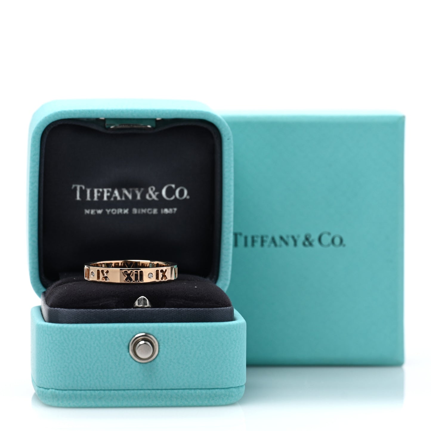 18K Rose Gold Diamond Narrow Atlas Pierced Ring 59 8.75