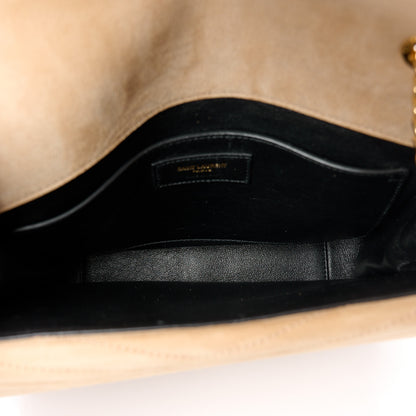 Saint Laurent Suede Matelasse Chevron Monogram Medium Sulpice Beige 5 of 11