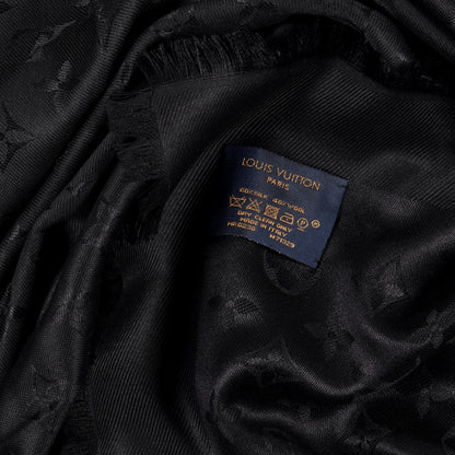 Louis Vuitton Silk Wool Monogram Shawl Black 3 of 3
