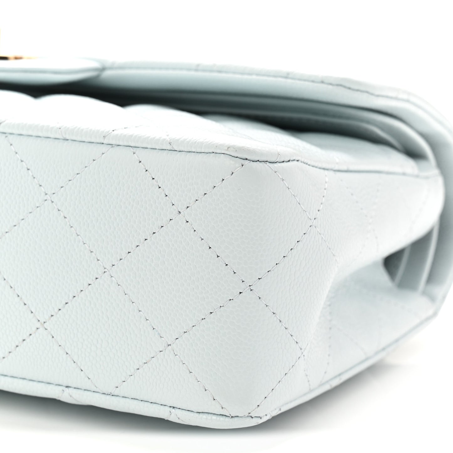 Caviar Quilted Small Double Flap Light Blue