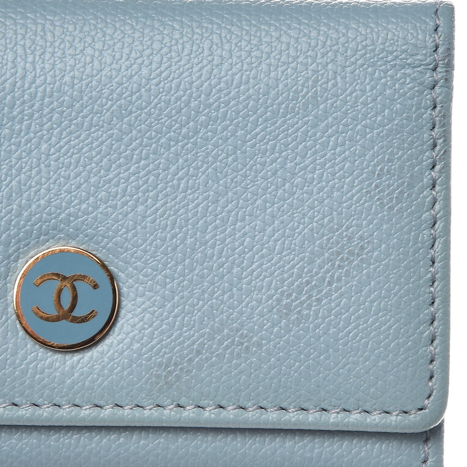 Chanel Grained Calfskin CC Button 6 Key Holder Light Blue 10 of 10