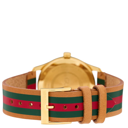 Gucci Stainless Steel Calfskin 38mm G-Timeless Stripe Web Quartz Watch Brown 2 of 4