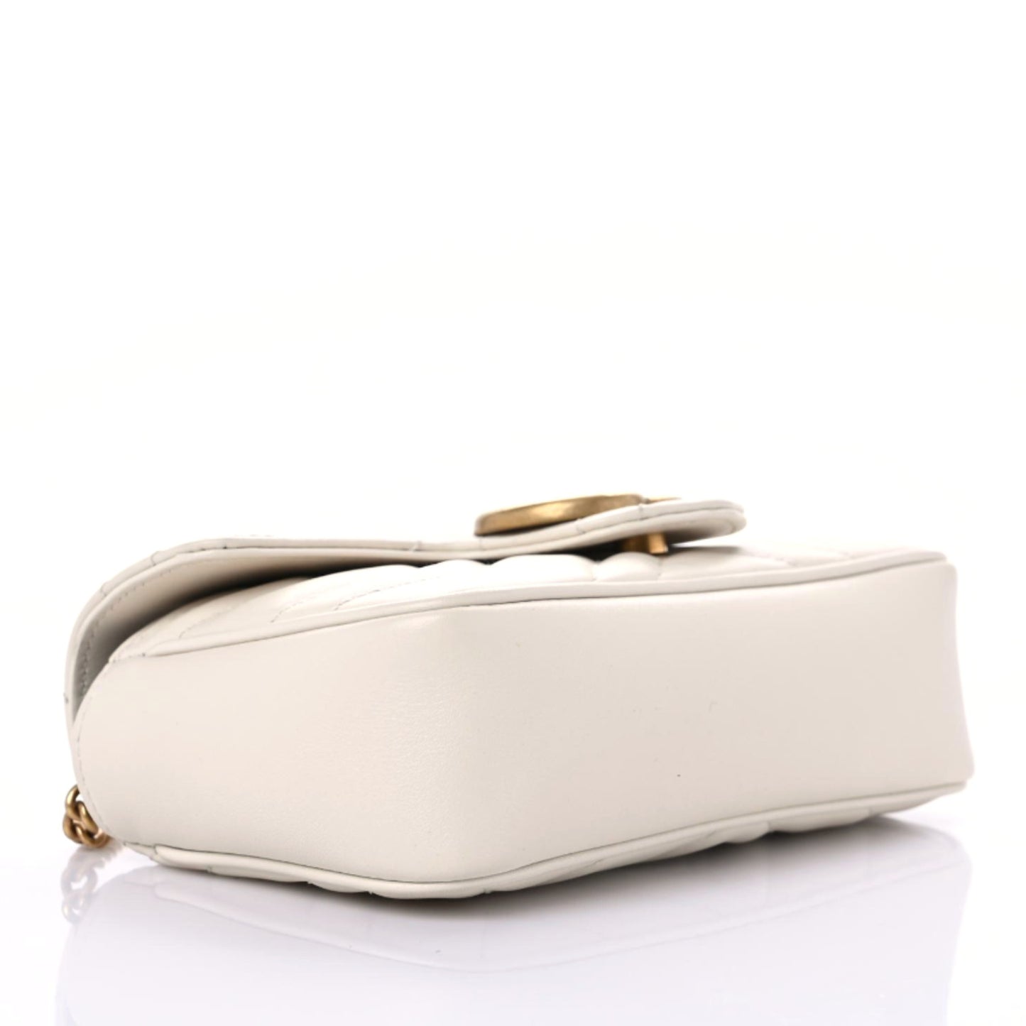 Calfskin Matelasse Super Mini GG Marmont Shoulder Bag White