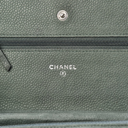 Chanel Iridescent Caviar Quilted Wallet On Chain WOC Green 6 of 11