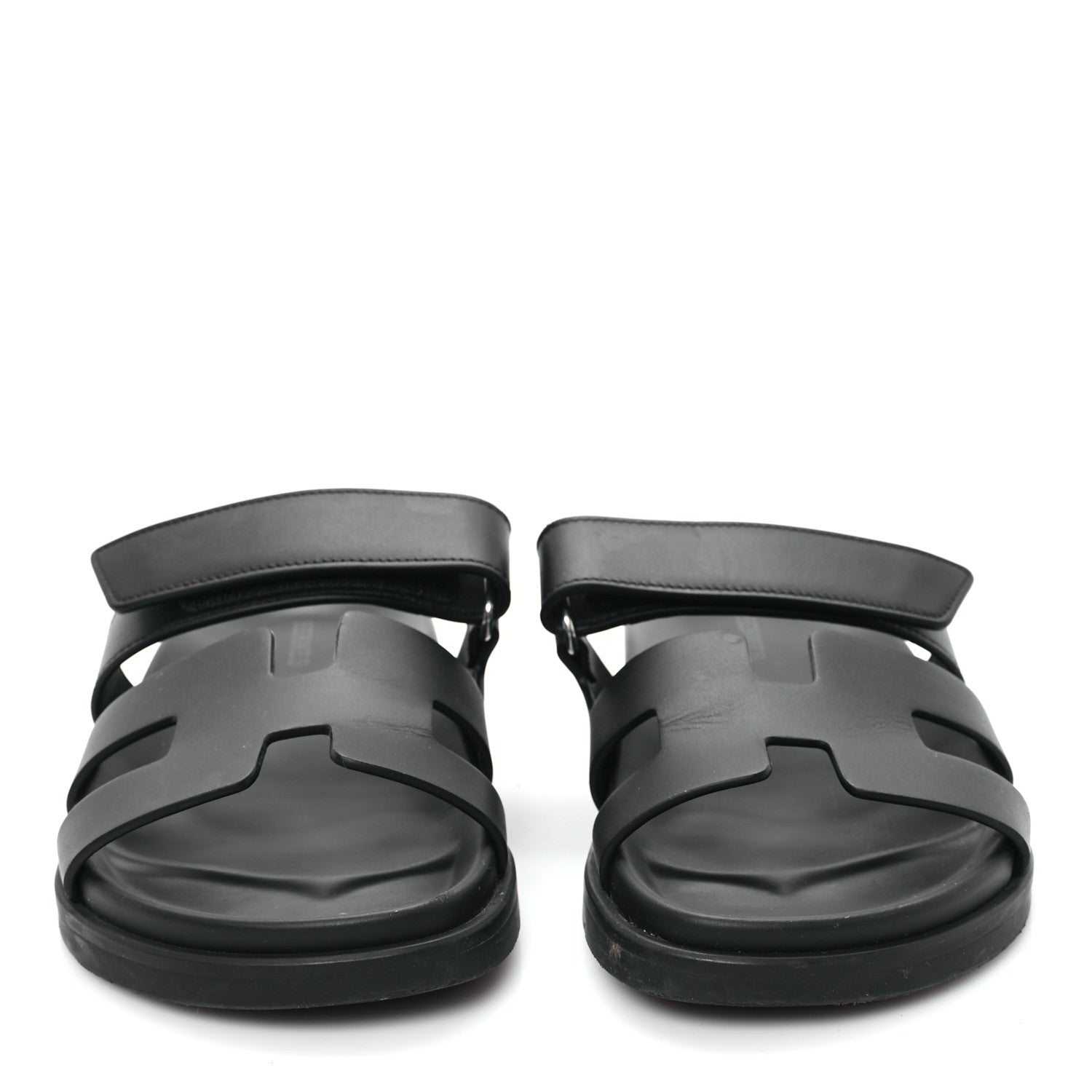 Hermes Calfskin Womens Chypre Sandals 36.5 Black 3 of 10
