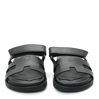 Hermes Calfskin Womens Chypre Sandals 36.5 Black 3 of 10