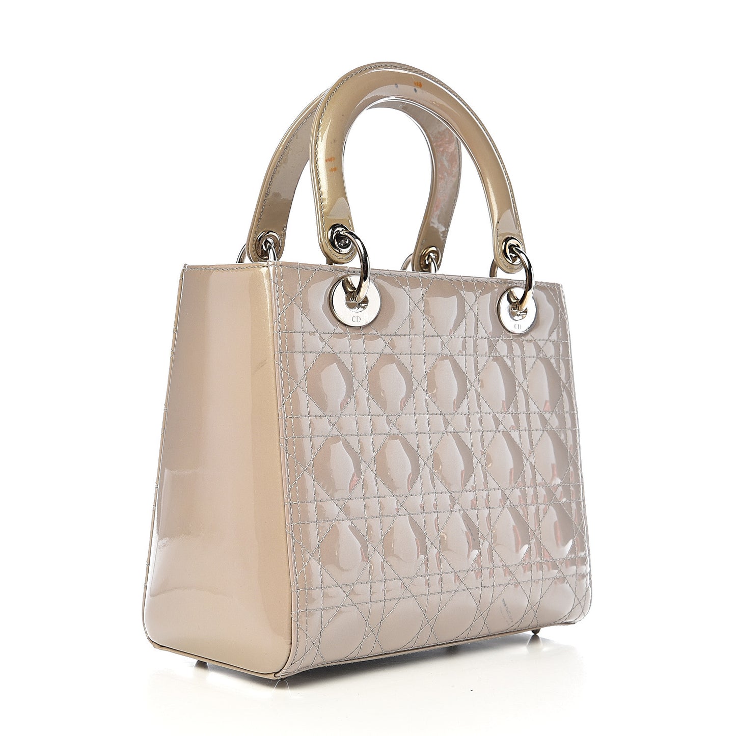 Pearlized Patent Cannage Medium Lady Dior Grey