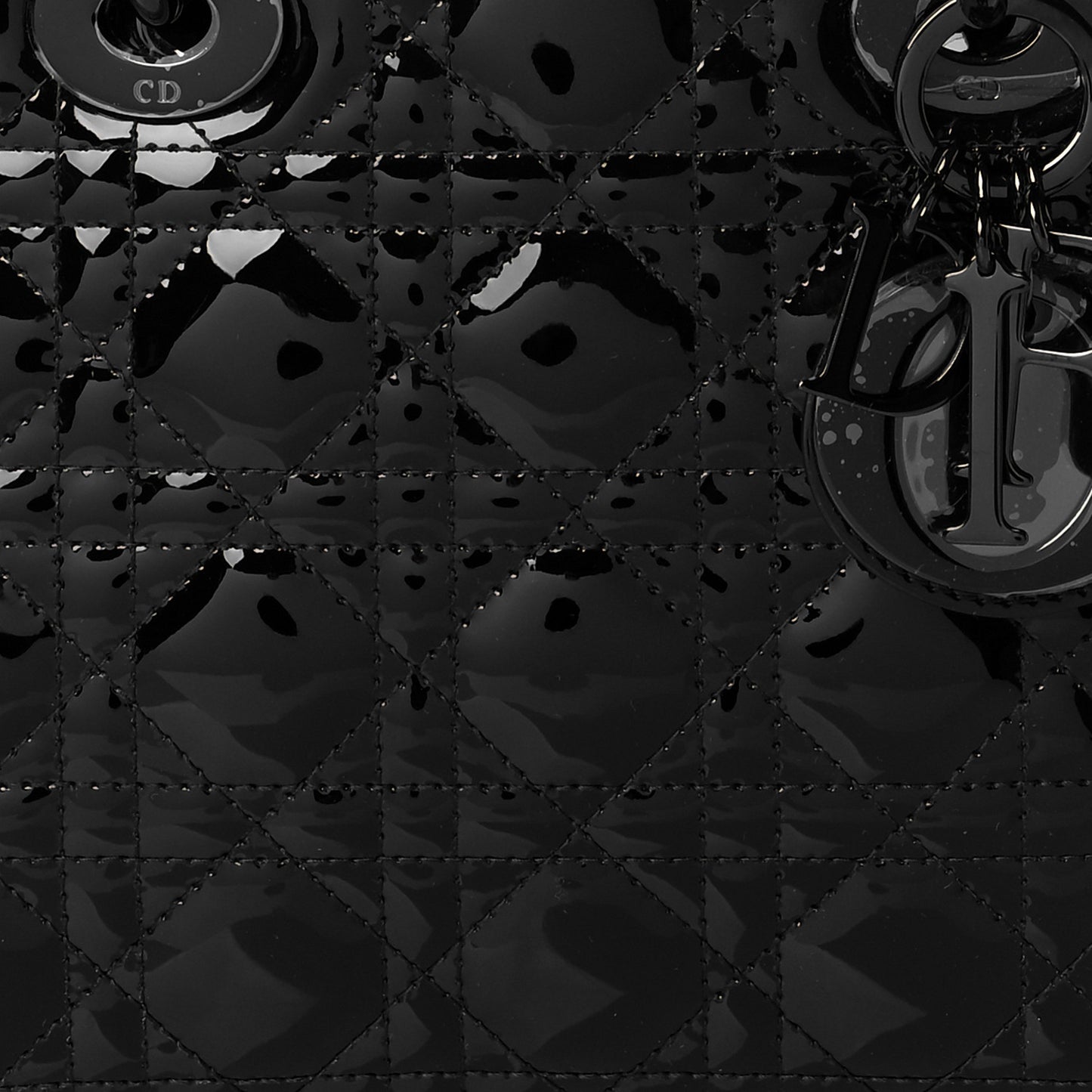 Patent Cannage Small Lady Dior Black