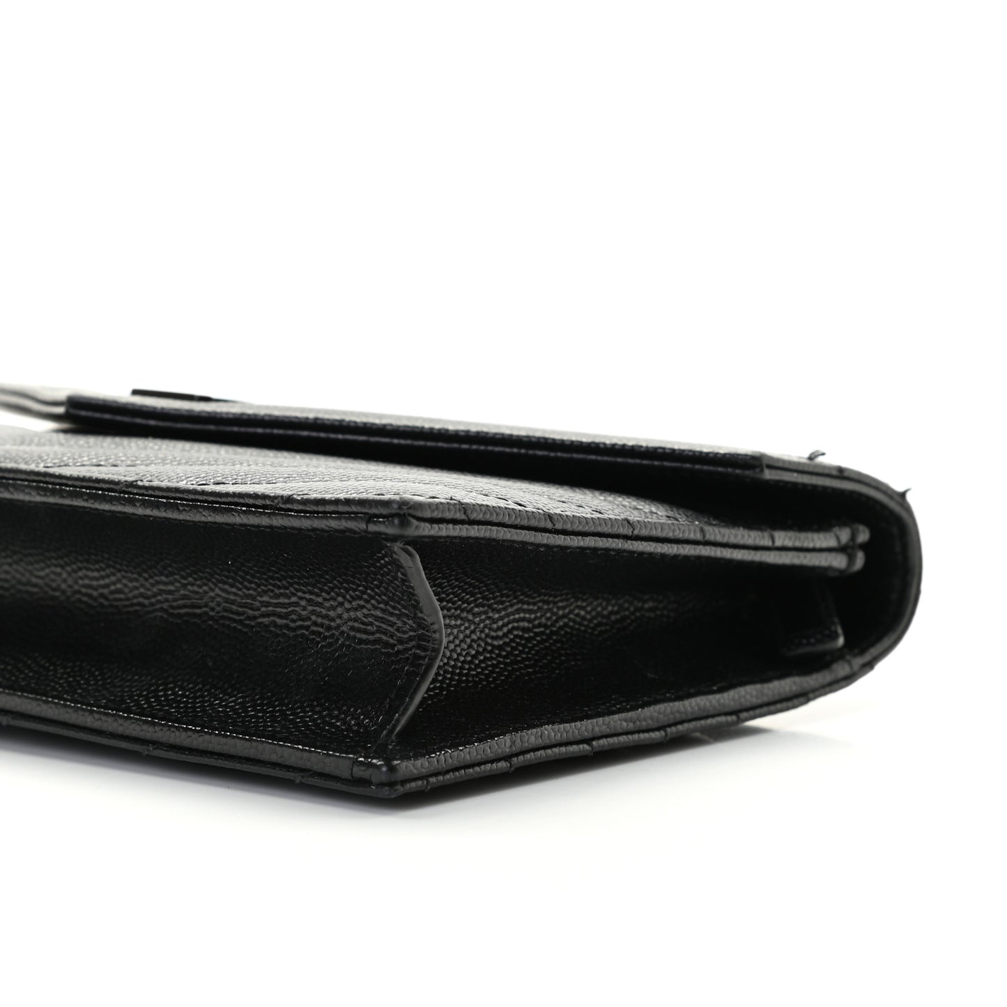 Grain De Poudre Matelasse Chevron Monogram Envelope Chain Wallet Black