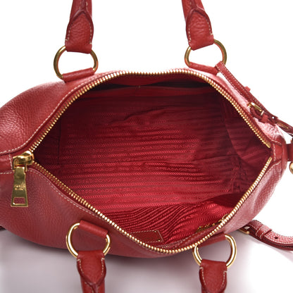 Prada Vitello Daino Top Handle Shoulder Bag Rosso 6 of 13