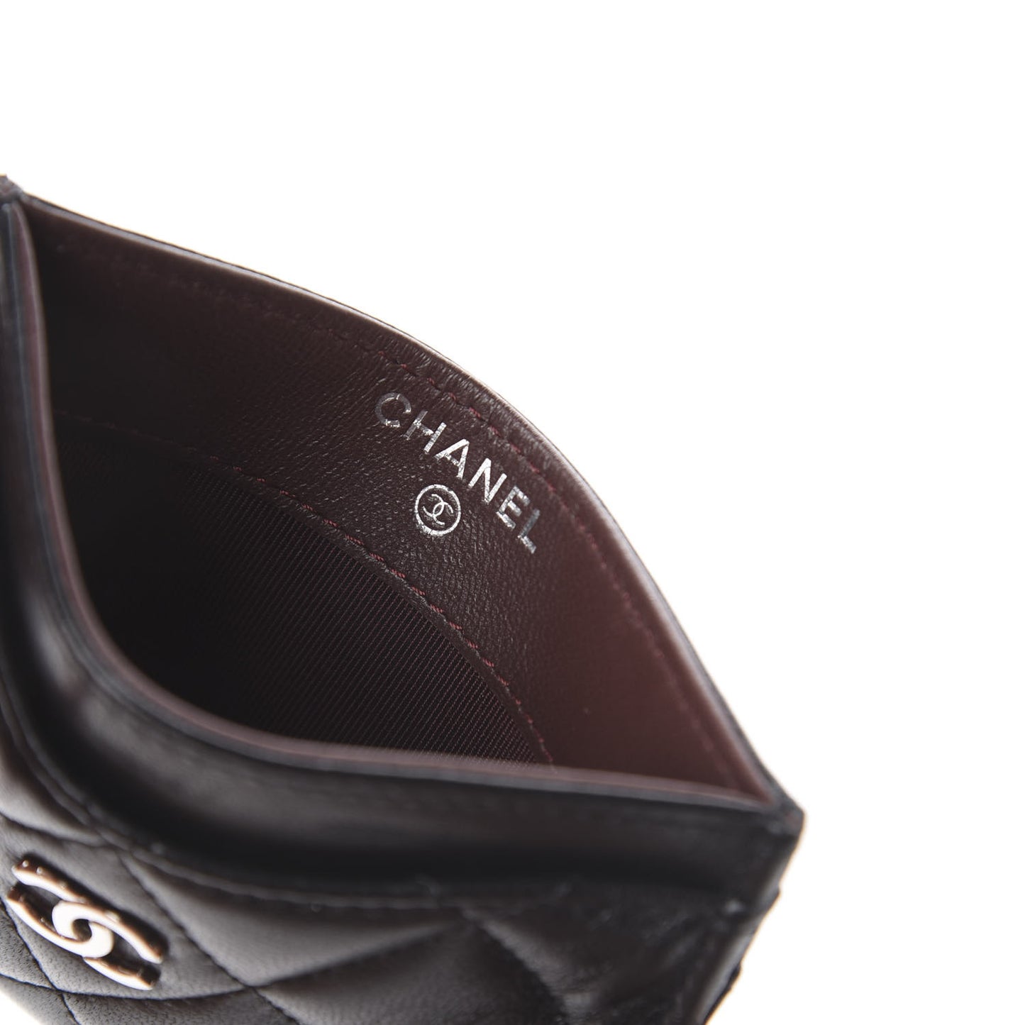 Lambskin Quilted Card Holder Black