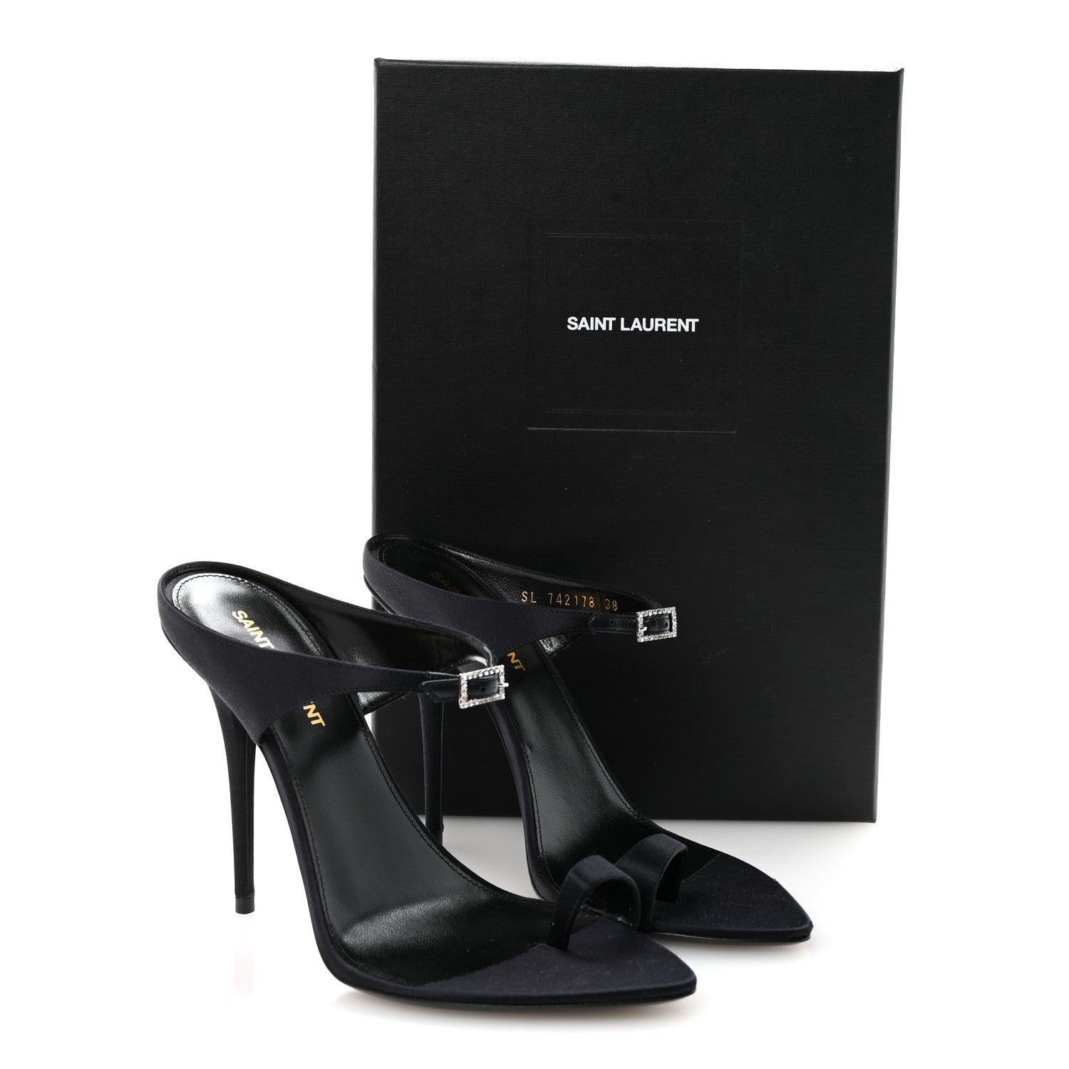 Saint Laurent Crepe Satin Dive Mule Sandals 38 Patriot Navy 10 of 10