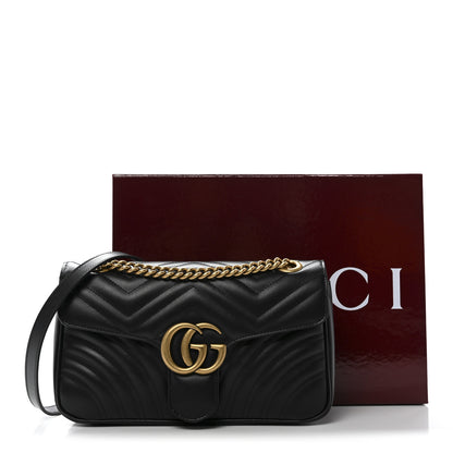 Gucci Calfskin Matelasse Small GG Marmont Shoulder Bag Black 12 of 12