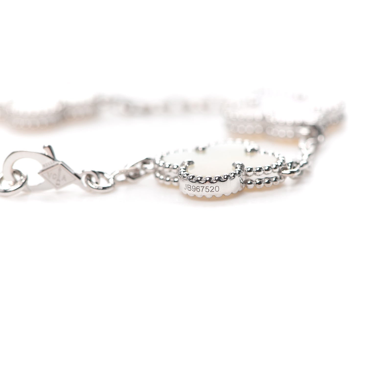 Van Cleef & Arpels 18K White Gold Mother of Pearl 5 Motifs Vintage Alhambra Bracelet 5 of 8