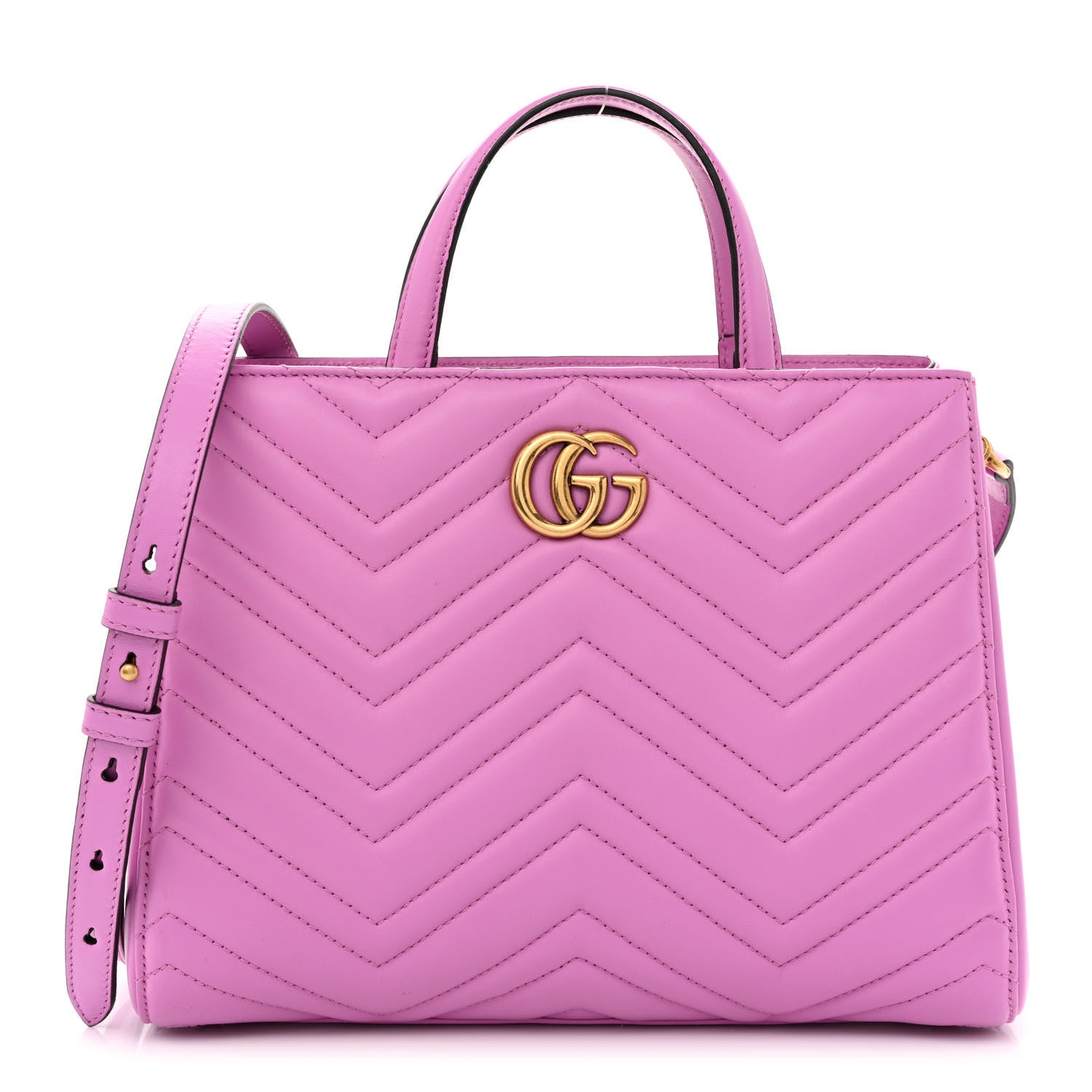 Gucci Calfskin Matelasse Small GG Marmont Tote Candy Mousse 1 of 12