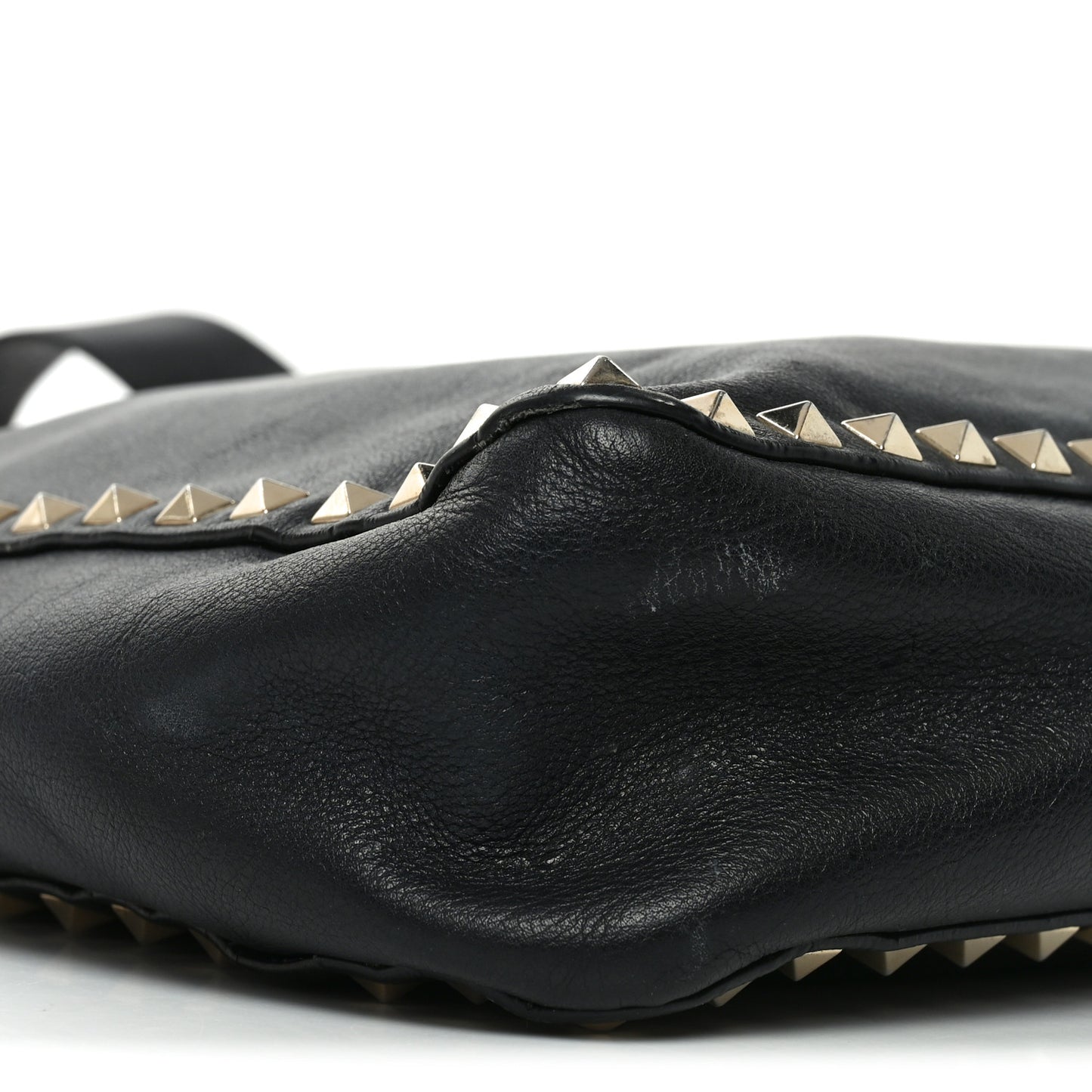 Vitello Calfskin Small Rockstud Flip-Lock Messenger Bag Black
