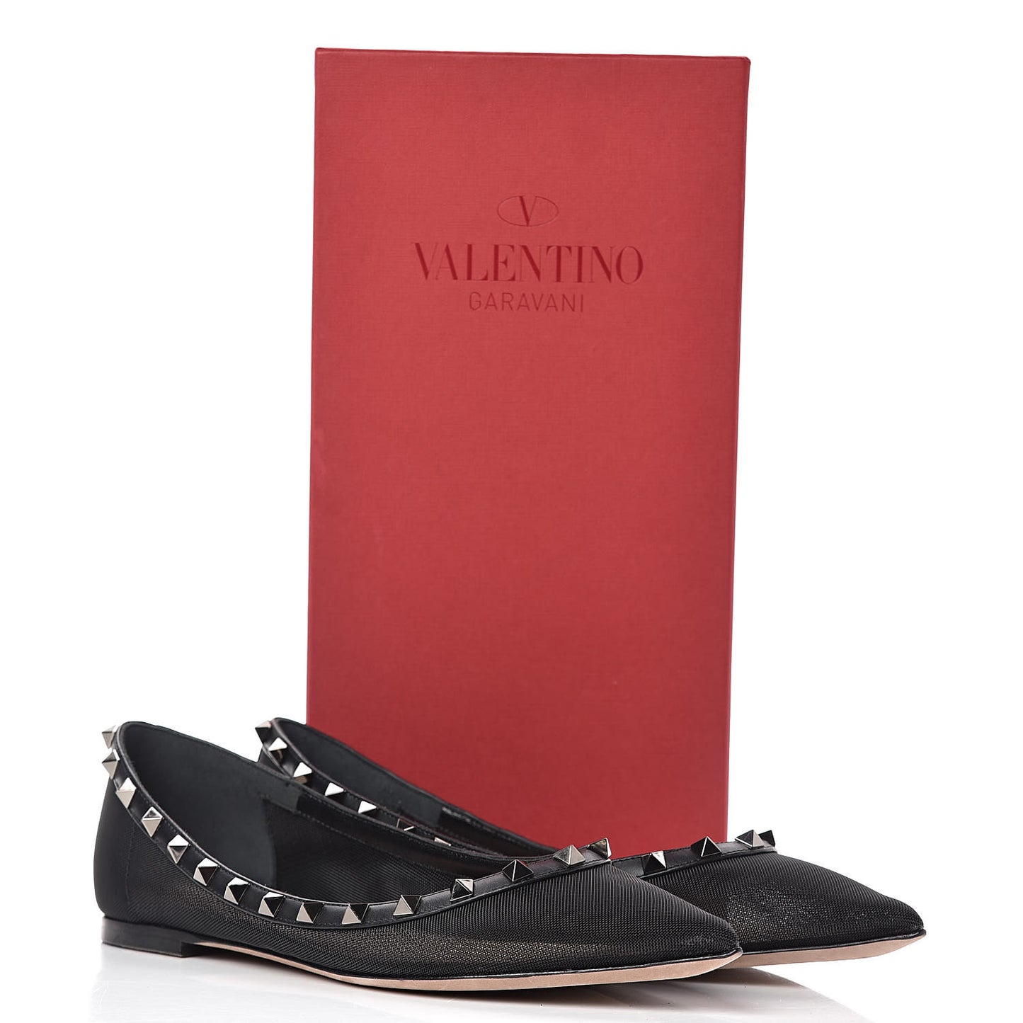 Mesh Rockstud Ballet Flats 39 Black