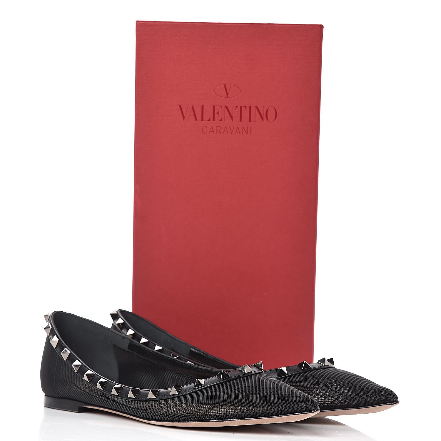 Valentino Garavani Mesh Rockstud Ballet Flats 39 Black 10 of 10