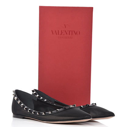 Valentino Garavani Mesh Rockstud Ballet Flats 39 Black 10 of 10