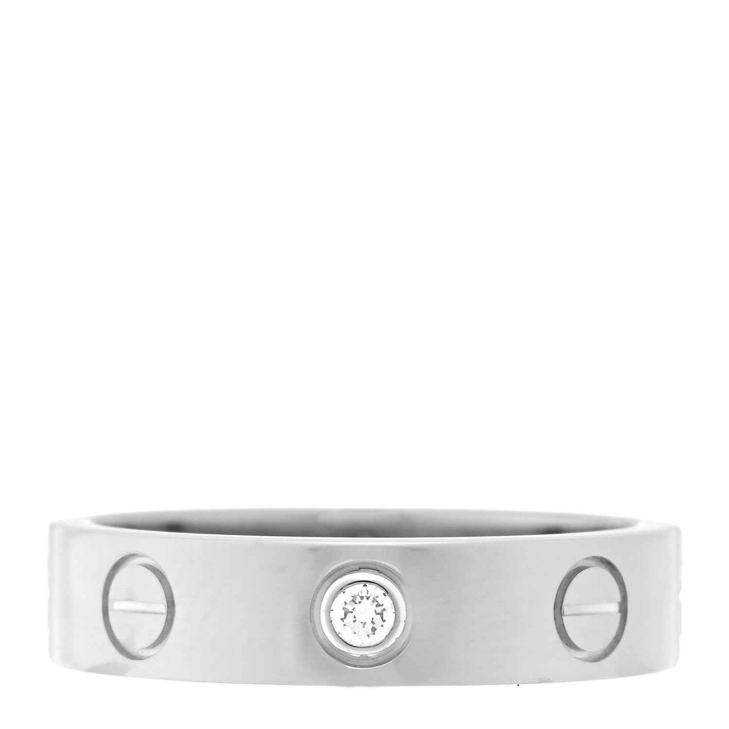 Cartier 18K White Gold Diamond 4mm LOVE Wedding Band Ring 47 4 1 of 4