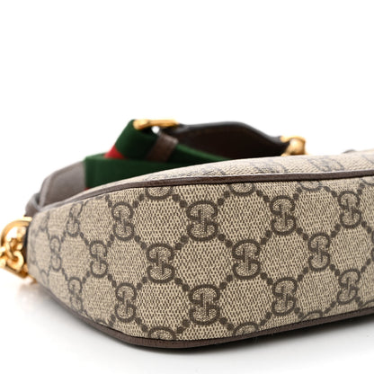 Gucci GG Supreme Monogram Textured Dollar Calfskin Web Small Ophidia GG Handbag Beige Ebony New Acero 9 of 10