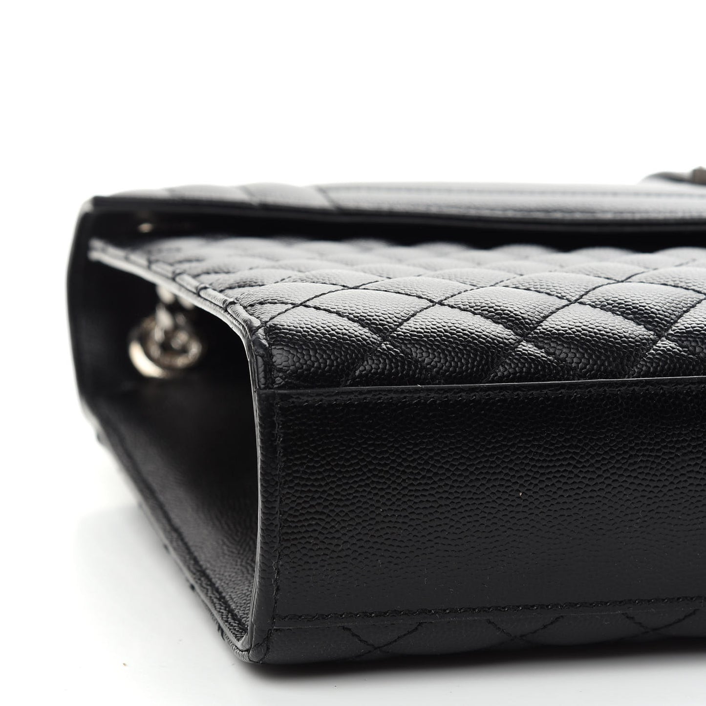 Grain De Poudre Textured Mixed Matelasse Large Triquilt Monogram Satchel Black