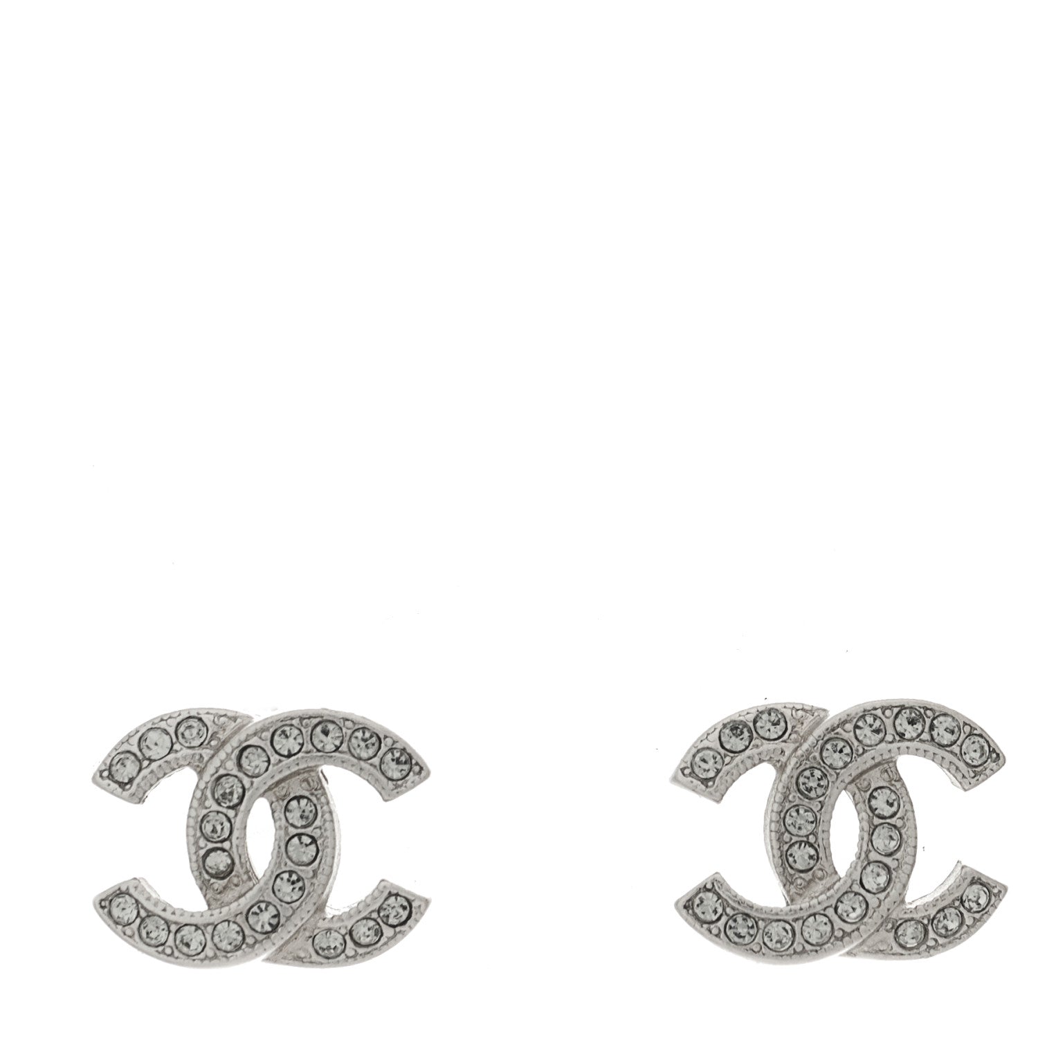 Chanel Crystal CC Earrings Silver 1 of 5