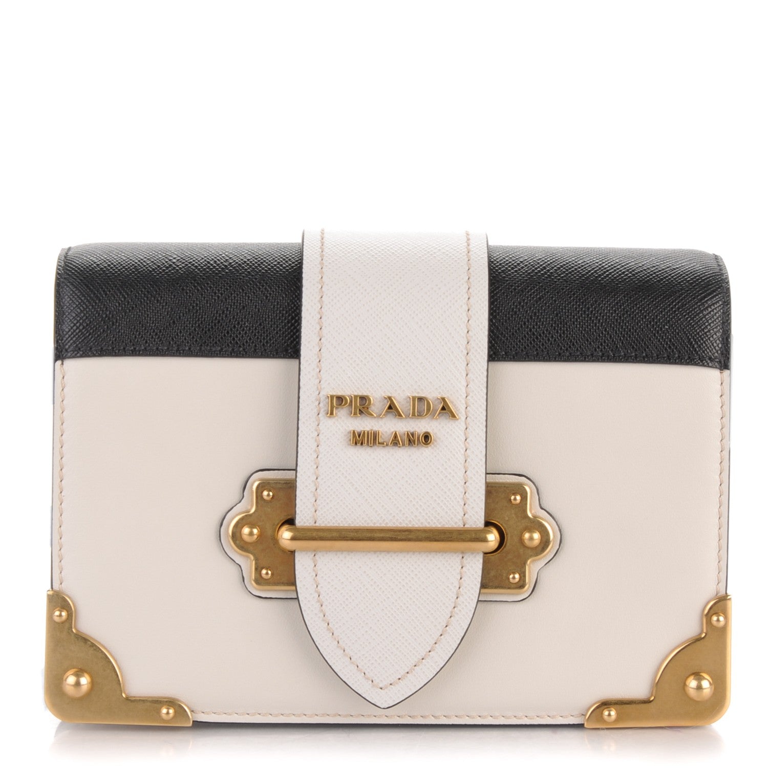 Prada City Calf Saffiano Cahier Bag Talco Black 1 of 6