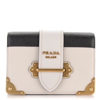 Prada City Calf Saffiano Cahier Bag Talco Black 1 of 6