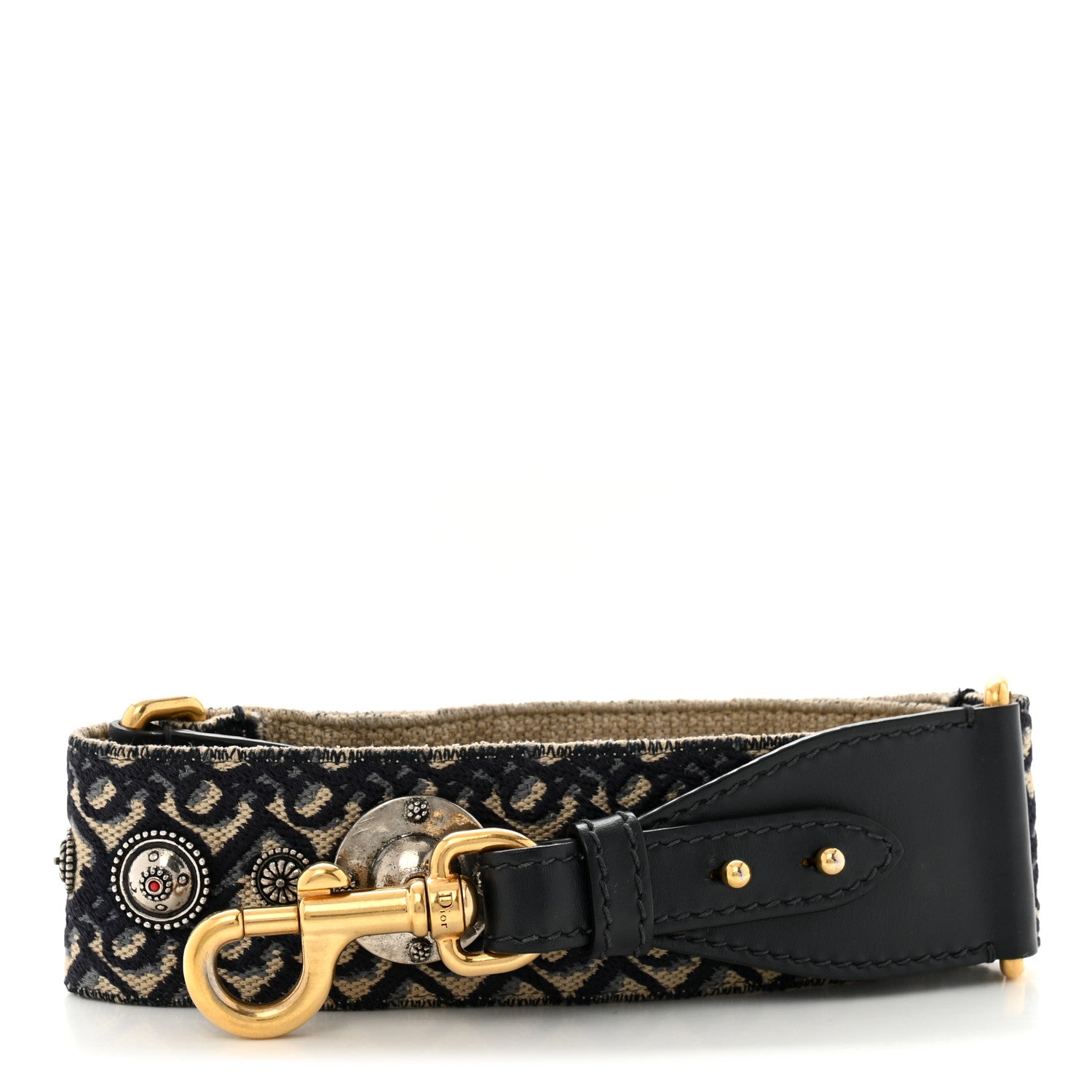 Christian Dior Oblique Studded Shoulder Strap Blue 1 of 5