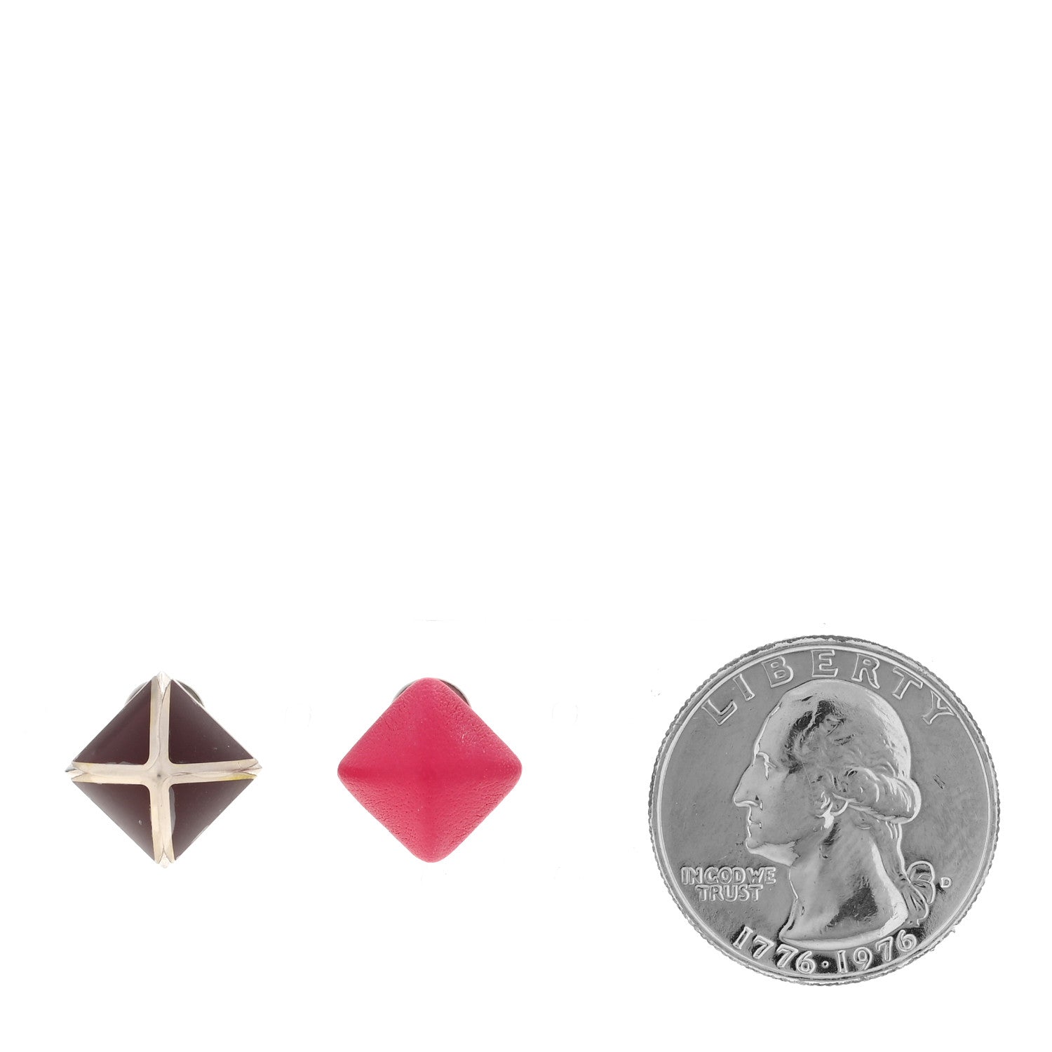 Hermes Swift Lacquered Palladium Small Medor Gaine Earrings Rose Mexico 2 of 5
