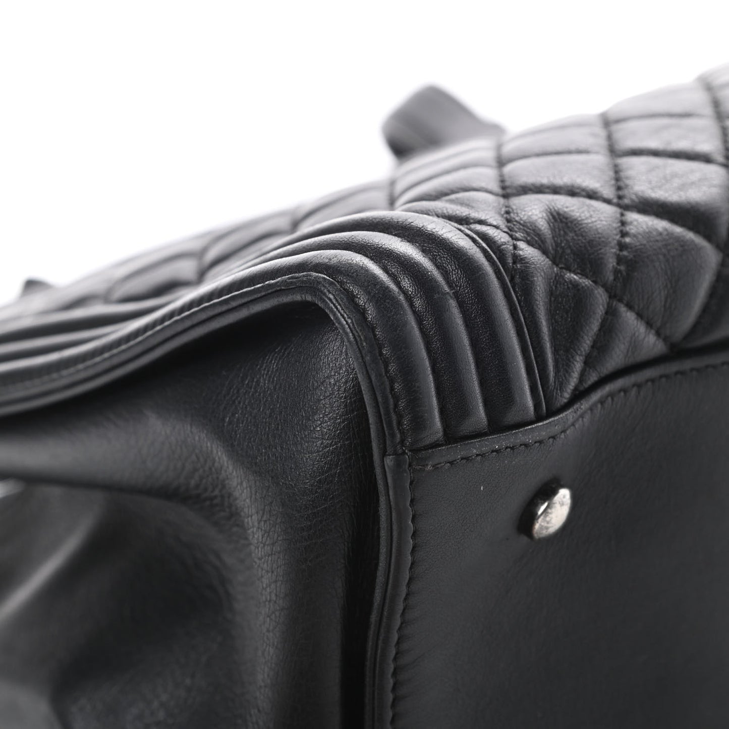 Lambskin Quilted Boy Shopping Tote Black