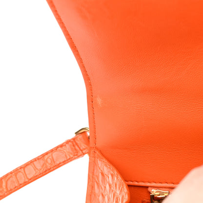Balenciaga Shiny Calfskin Crocodile Embossed Small Hourglass Top Handle Bag Orange 13 of 18