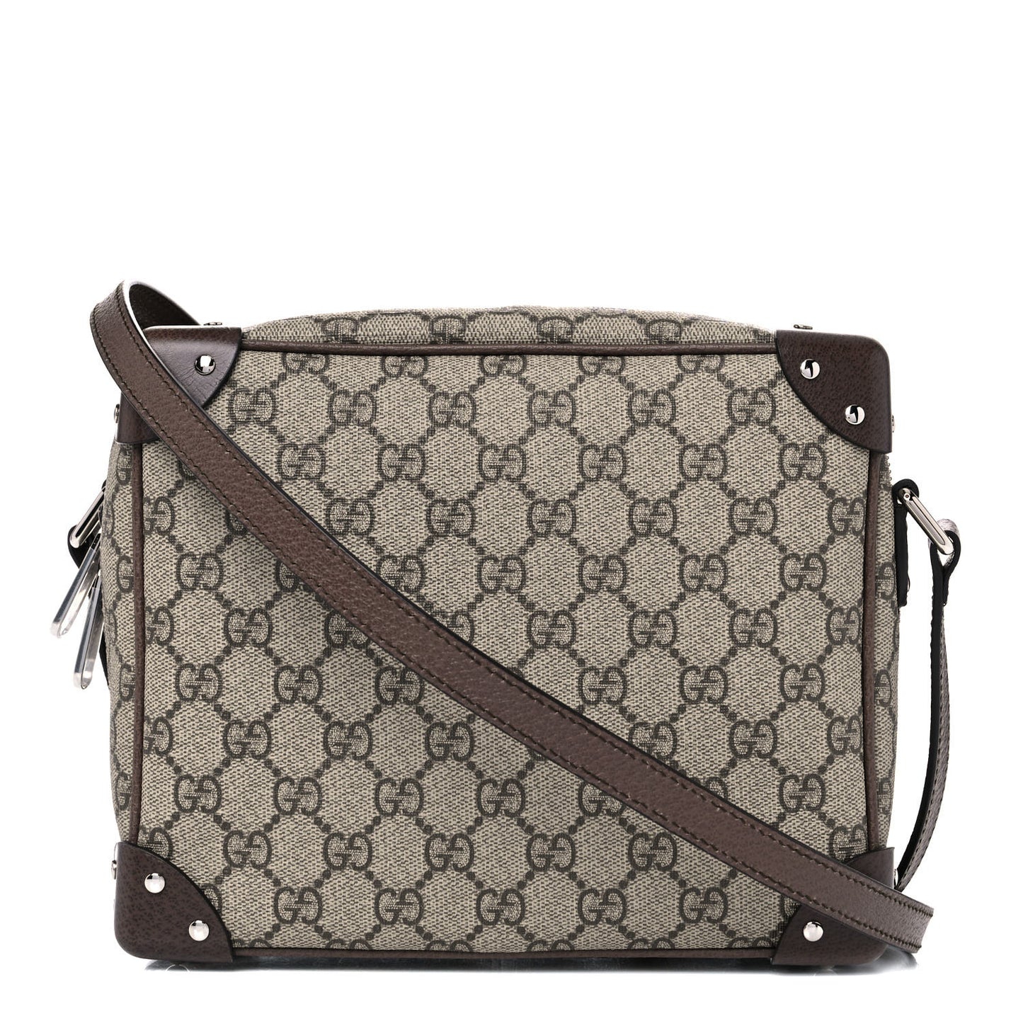 GG Supreme Monogram Textured Calfskin Square Messenger Bag Beige Ebony New Acero