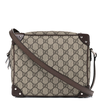 Gucci GG Supreme Monogram Textured Calfskin Square Messenger Bag Beige Ebony New Acero 1 of 10